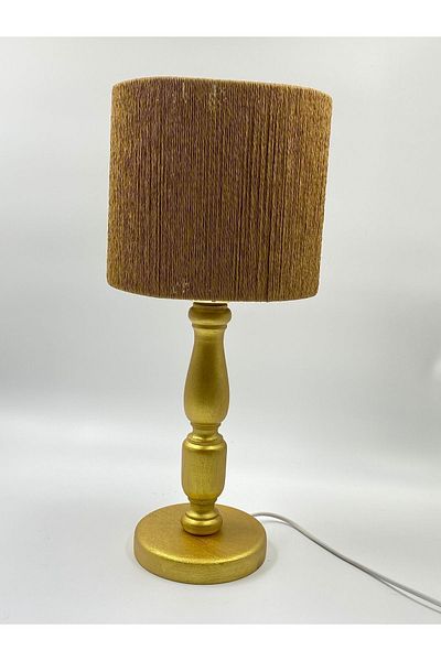 sgeteknoloji Modern Gold Color Wicker Braided Wooden Lampshade
