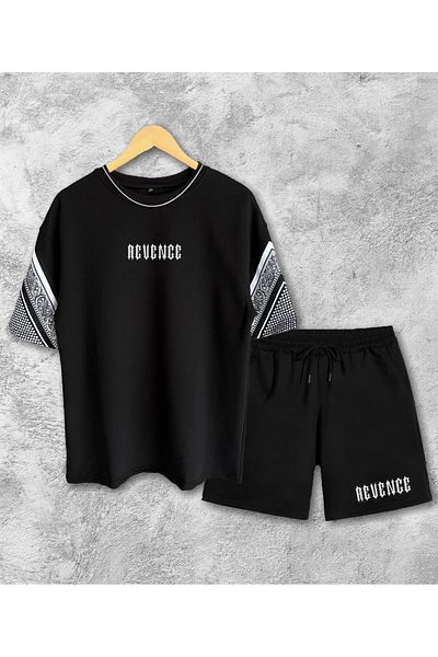 viperkombin 2-Piece Combination Sleeve Printed Oversize T-Shirt and Shorts