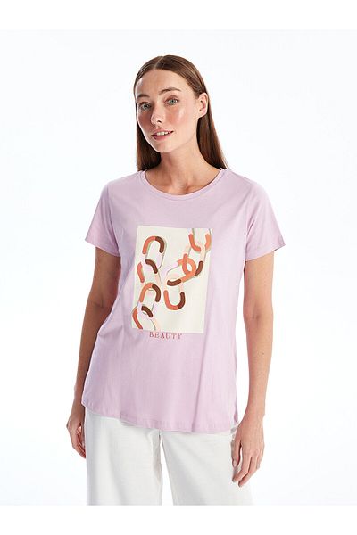 LC Waikiki Tricou LCW pentru damă - Gât crew, imprimat, mânecă scurtă