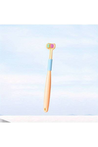 GlassySKY 3-Sided Toddler Yellow Toothbrush - Soft and Gentle Cleaning