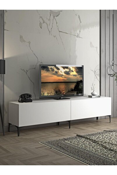 Wood'n Love Vega Premium 200 Cm Geniş Dolaplı Metal Ayaklı Tv Ünitesi - Beyaz...