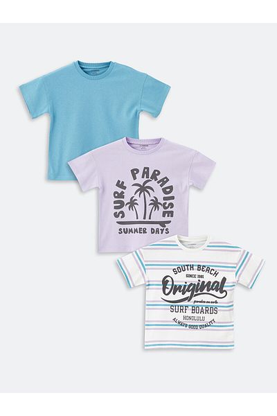 LC Waikiki LCW 3-Pack Baby Boy T-Shirt - Crew Neck, Short Sleeve, Printed