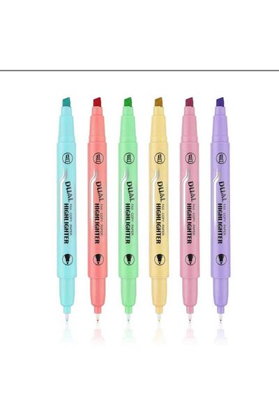 gxin Double Sided 6 Color Pastel Highlighter Pen Set