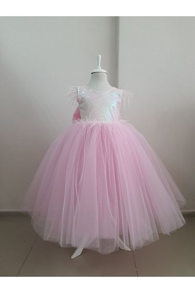 Kidstore Rochie Insulă pentru fetiță cu talie și umeri cu pene