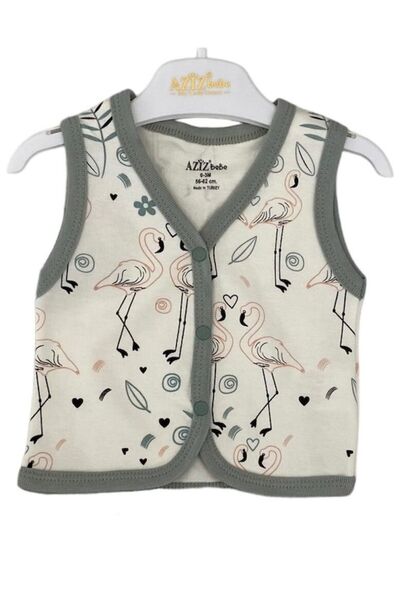 Aziz Bebe Flamingo Patterned Combed Cotton Vest 0-24 Months