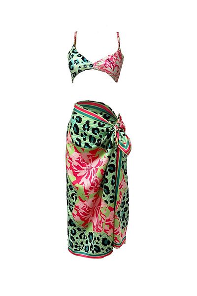 Bolder Elena Green Leopard Satin Pareo 145*95 (Δεν εμφανίζεται μέσα)