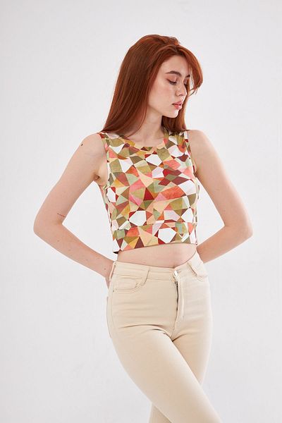 DAB Riva Round Neck Crop Top