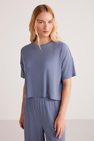 Penyemood Indigo Women's Pajama Set - Short Sleeve C7T5N4O9