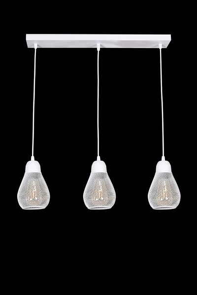 Fer Avize Small Rustic Modern Design White Color - Cafe - Living Room - Bedroom - Wire 3-Line Chandelier