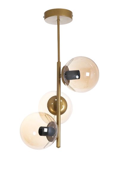 Fer Avize Ivy Modern Luxury Design Antique Color Case Honey Glass Living Room - Kitchen - Bedroom 3-Piece Chandelier