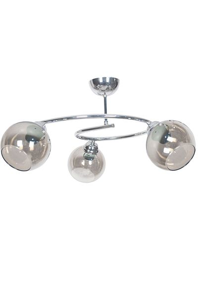 Fer Avize Mobile Modern Luxury Design Chrome Color Smoked Glass Living Room - Kitchen - Bedroom 3-Piece Chandelier