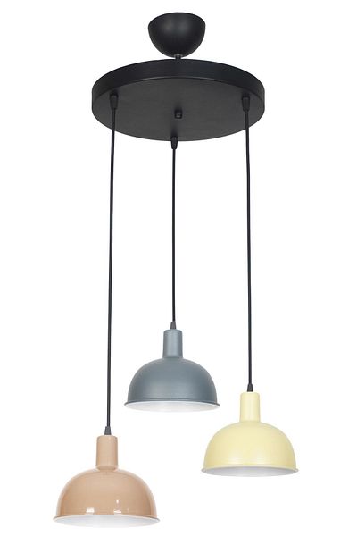 Fer Avize Prague Modern Children's Room - Brown Anthracite Cream Color Set of 3 - Cafe, Living Room and Kitchen Chandelier