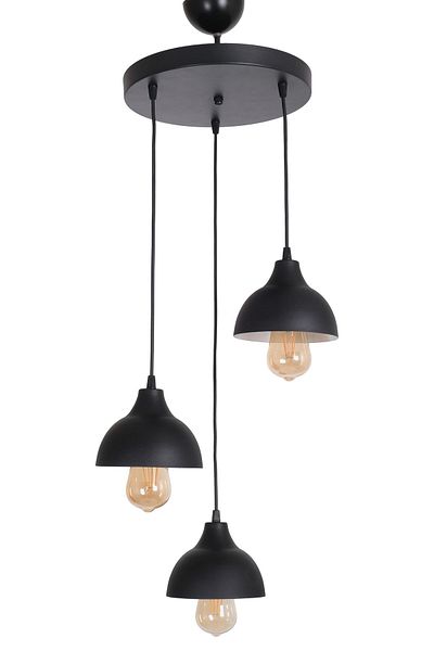 Fer Avize Kinder Modern Design Living Room - Kitchen - Cafe Black Color Pendant Lamp 3-Piece Chandelier