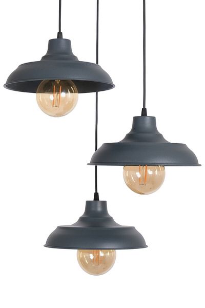 Fer Avize Sinyor Modern Design Living Room - Kitchen - Cafe Anthracite Color Pendant Lamp 3-Piece Chandelier