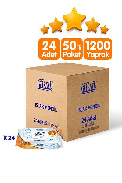 Fibril Oxy Citrus Scented Wet Wipes 24x50 Pack