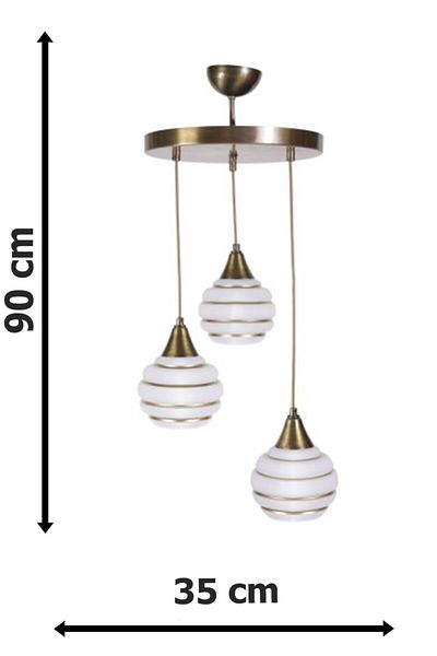 Fer Avize 2046 Modern Antique Color 2046 Gold Glass Pendant Lamp 3-Piece Chandelier