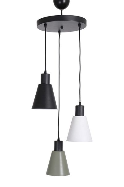 Fer Avize Trend Modern Design Living Room - Kitchen - Cafe Black - Green - White Color Pendant Lamp 3-Piece Chandelier