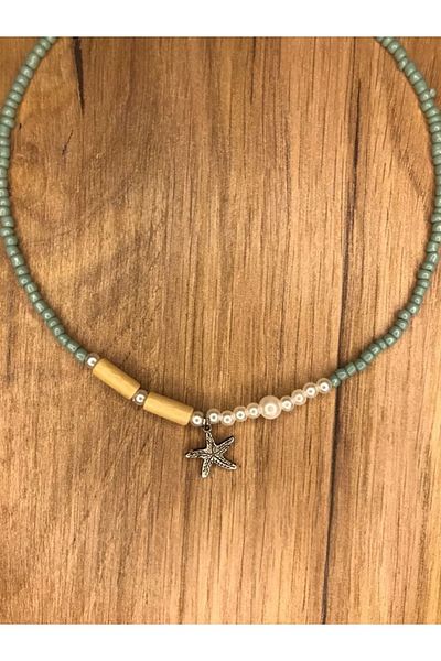 Stoneday Starfish Pendant Water Green Special Design Sand Bead Pearl Necklace with Pearls