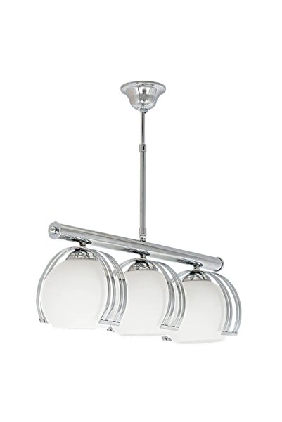 Fer Avize Evin Modern Lüks Tasarım Krom Renk Beyaz Camlı Salon - Mutfak - Yat...