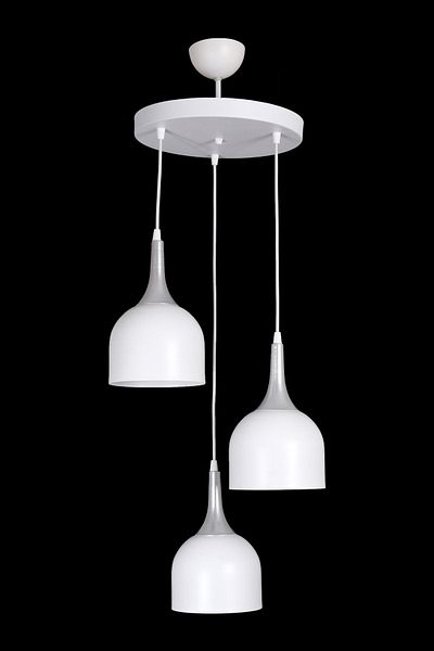 Fer Avize Reina Modern Design Kitchen Living Room White Color 3-Piece Chandelier with Gray Lampholder