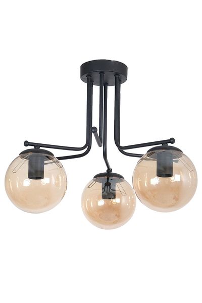 Fer Avize Vesuvius Special Design Plafonier Ceiling Black Color Honey Glass 3-Piece Chandelier
