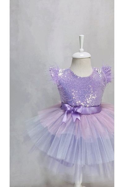 Kidstore Girl's Lilac Sequin Unicorn Colored Dress
