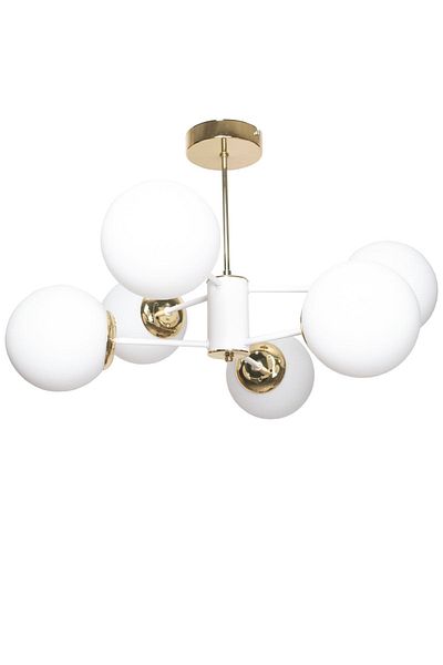 Fer Avize Mix Oscar Modern Luxury Design White Gold Color Case White Glass Living Room Kitchen Bedroom 6-Piece Chandelier