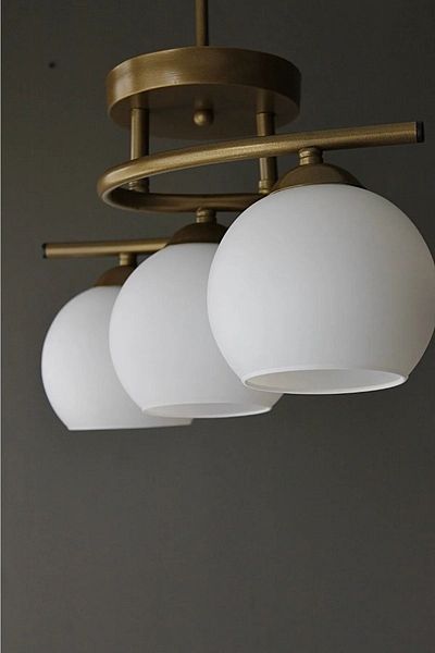 Fer Avize Fuji Modern Decorative Antique Color White Glass Living Room - Kitchen - Bedroom 3-Piece Chandelier