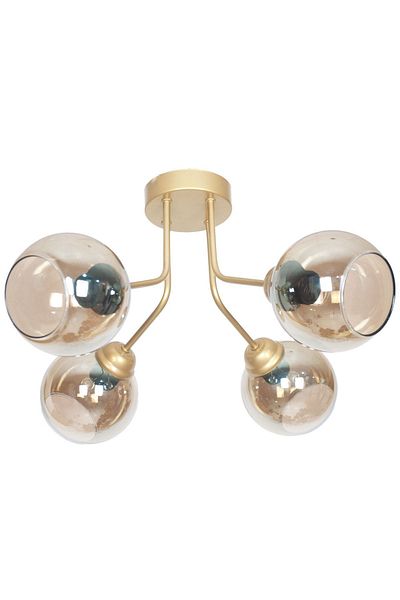 Fer Avize Rosa Modern Luxury Design Ceiling Plafonier Gold Color Smoked Glass 4-Piece Chandelier