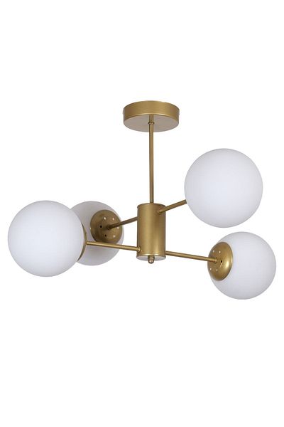Fer Avize Oscar Modern Luxury Design Antique Color Case White Glass Living Room - Kitchen - Bedroom 4-Piece Chandelier