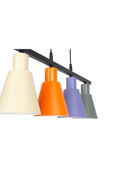 Fer Avize Trend Modern Metal Sıvama Mix A Krem Sarkıt Cafe -yemek Masası Üstü -salon 4 Lü Avize