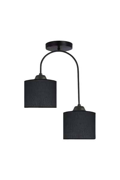 Fer Avize Black Janin Modern Decorative Plop - 2-Piece Headed Chandelier for Living Room and Bedroom