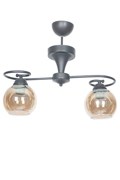 Fer Avize Clover Modern Black Color Smoked Glass Living Room - Kitchen - Bedroom 2-Piece Chandelier