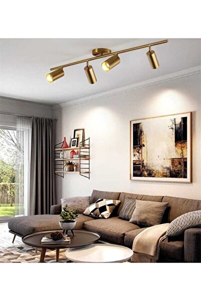 Fer Avize Spoti Modern Tasarım Eskitme Renk (GÜN IŞIĞI) Spot Ledli Sıralı Cafe - Mutfak 4 Lü Avize