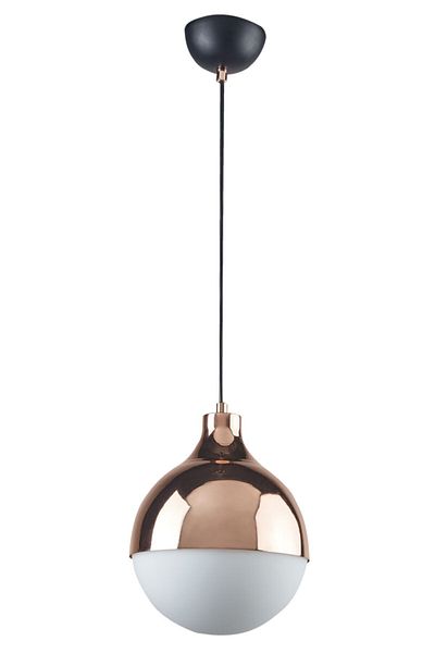 Fer Avize Rima Modern Retro Copper Color White Glass Living Room - Kitchen - Bedroom Single Chandelier