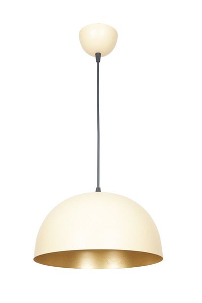 Fer Avize Madrid Special Design Cafe - Kitchen Model Metal Cream Inside Gold Pendant Lamp Single Chandelier