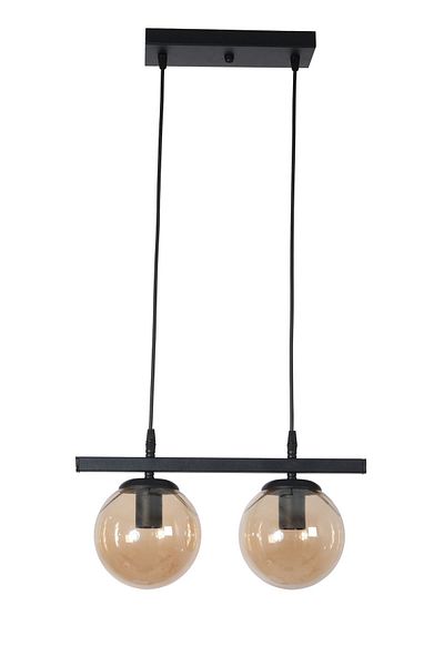 Fer Avize Caesar Modern Design Cafe - Kitchen - Living Room - Hall Black Color Glass 2-Piece Chandelier