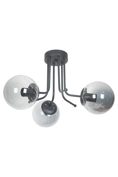 Fer Avize Daisy Luxury 3-Piece Chandelier Set - Modern Design, Black Smoked Glass Plafonier