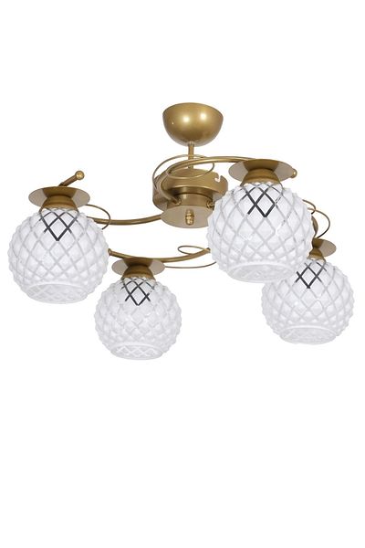 Fer Avize Yankı Modern Decorative Antique Color White Embossed Living Room - Kitchen - Bedroom 4-Piece Chandelier
