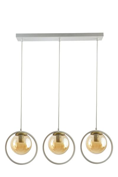 Fer Avize Nina Modern Design White Color Honey Glass Row Living Room - Kitchen - Bedroom 3-Piece Chandelier