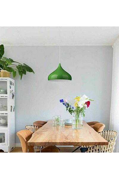 Fer Avize Reyes Modern Metal Green Inside White Color Cafe - Kitchen Single Chandelier