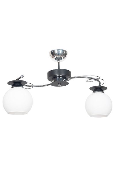 Fer Avize Bolivar Modern Design - Chrome Black Case White Glass Plafonier, Living Room and Bedroom Set of 2 Chandelier