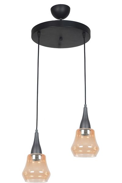 Fer Avize Defor Special Design Living Room - Bedroom - Kitchen - Honey Glass 2-Piece Chandelier