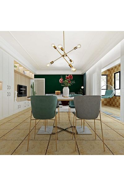 Fer Avize Eliza Modern Stylish Design Antique Color Living Room - Kitchen - Bedroom 6-Piece Chandelier (Without Bulb)