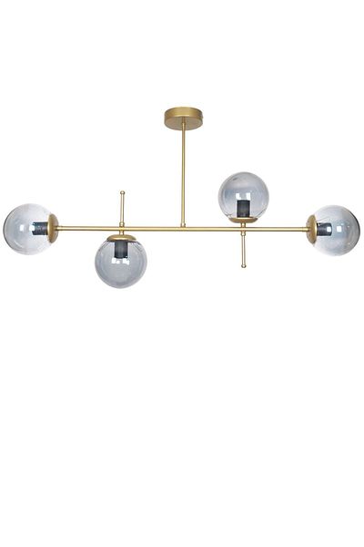 Fer Avize Cello Modern Luxury Design Gold Color Smoked Glass Ceiling Dining Table Top - Living Room 4-Piece Chandelier