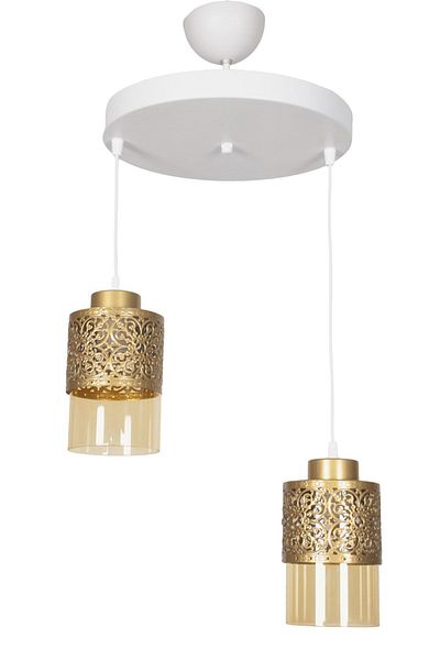 Fer Avize Fantastic Modern Design Pendant Lamp White Color Honey Glass Living Room - Kitchen - Bedroom 2-Piece Chandelier