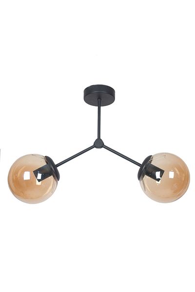 Fer Avize Focus Modern Design Living Room - Kitchen - Cafe - Hall - Bedroom Black Color Honey Glass Chandelier of 2
