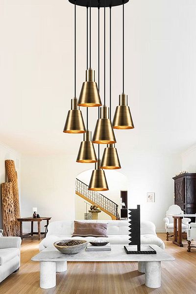 Fer Avize Trend Special Design Modern Sports Retro Antique Color Pendant Lamp Cafe - Kitchen 7-Piece Chandelier