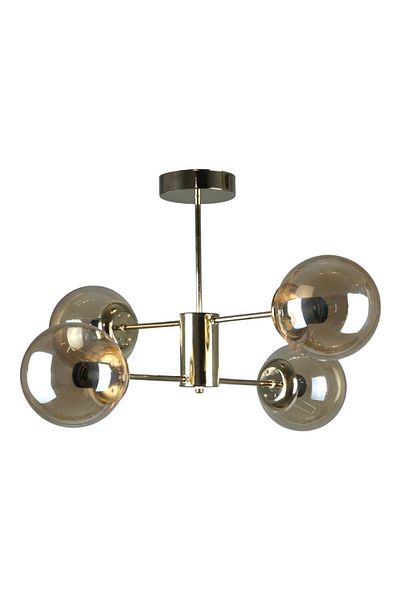 Fer Avize Oscar Modern Luxury Design Gold Color Case Honey Glass Living Room - Kitchen - Bedroom 4-Piece Chandelier