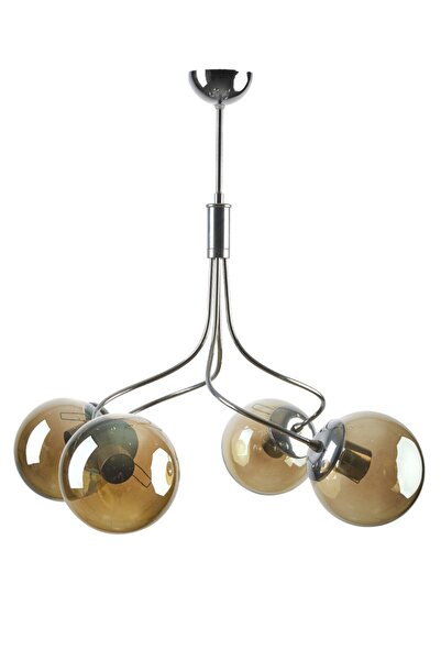 Fer Avize Napoli Modern Gri Renk Kapalı Füme Camlı Salon - Mutfak - Yatak Oda...